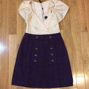 BCBGMaxAzria Purple and Cream Sailor Style Dress